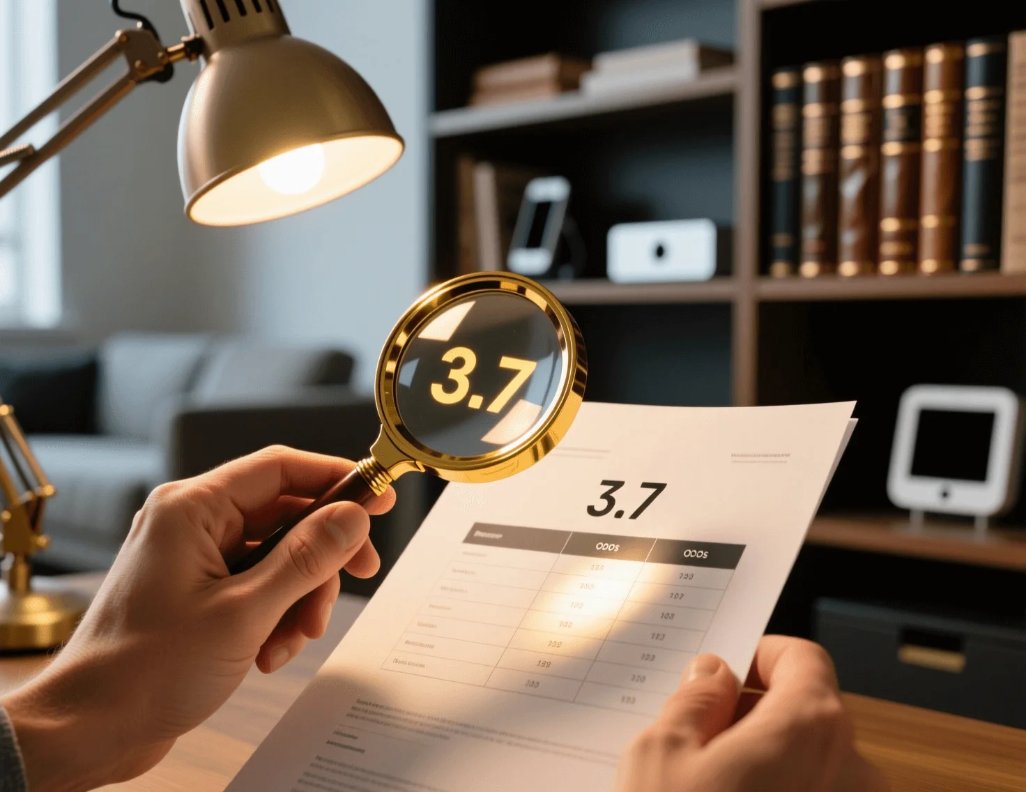 Pessoa identificando oportunidade de value bet com lupa sobre documento de odds